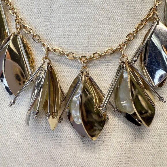 Natasha Chunky Statement Collar Necklace Gold-Tone Chain Adjustable Marked - Picture 2 of 8